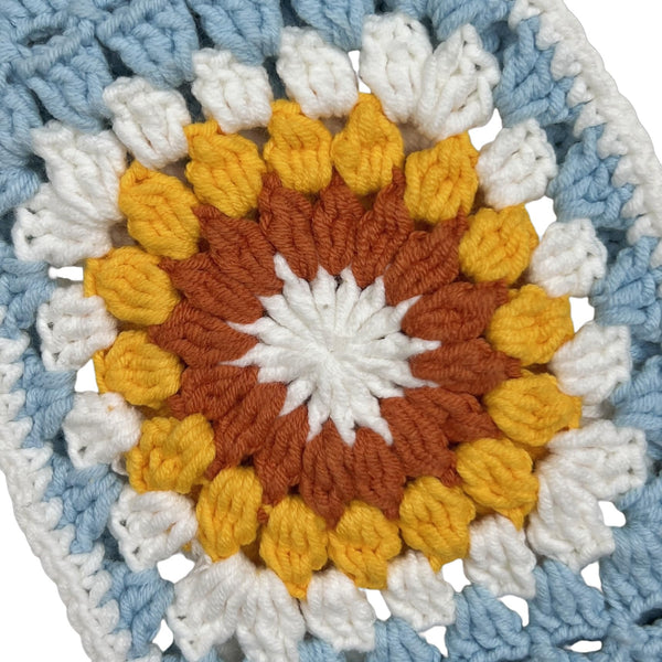 Handmade Crochet light blue sunflower Steering Wheel Covers Universal 14-15 inch for Women and Men