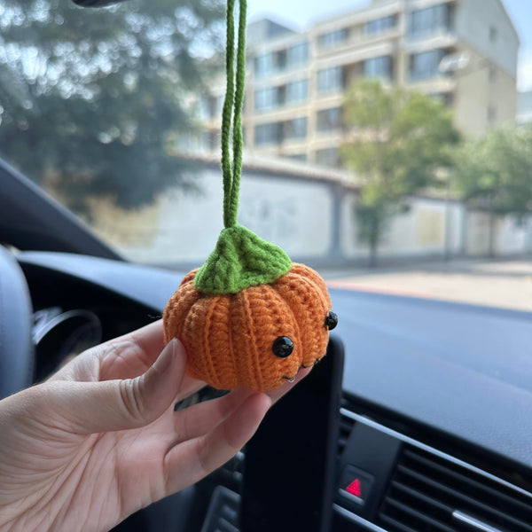 Crochet Halloween pumpkin Car Accessories Hanging Ornament   and Pendant for Car Rear View Mirror Interior Decoration