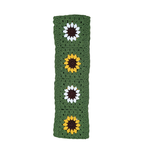 Handmade Crochet  Green and White  sunflower Steering Wheel Covers Universal 14-15 inch for Women and Men,New Car Gift,Handmade Gift,Gift for her