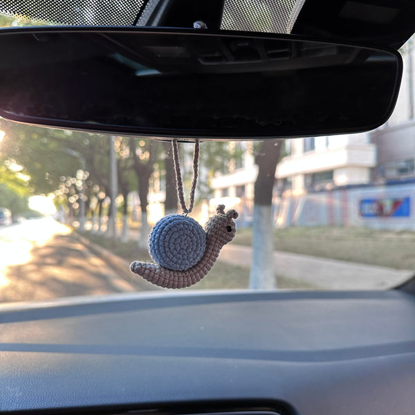 Crochet Cute Snail Car Accessories Hanging Ornament   and Pendant for Car Rear View Mirror Interior Decoration