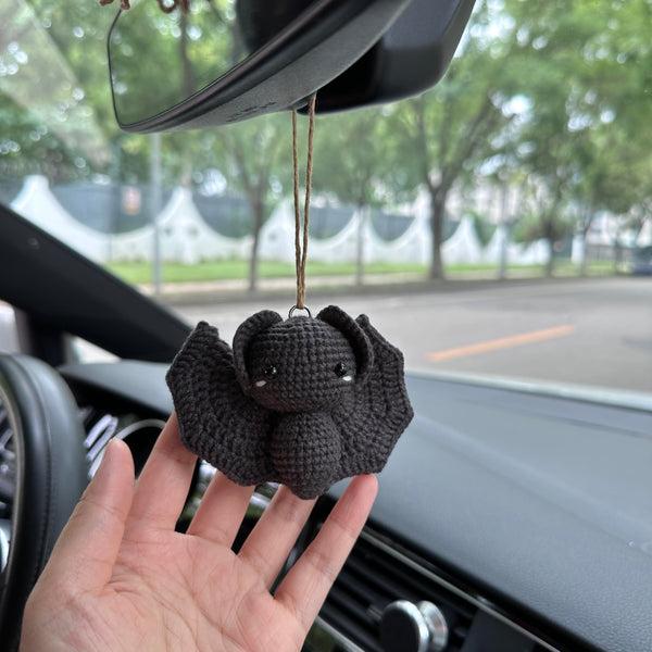 Crochet Black bat Car Accessories Hanging Ornament   and Pendant for Car Rear View Mirror Interior Decoration