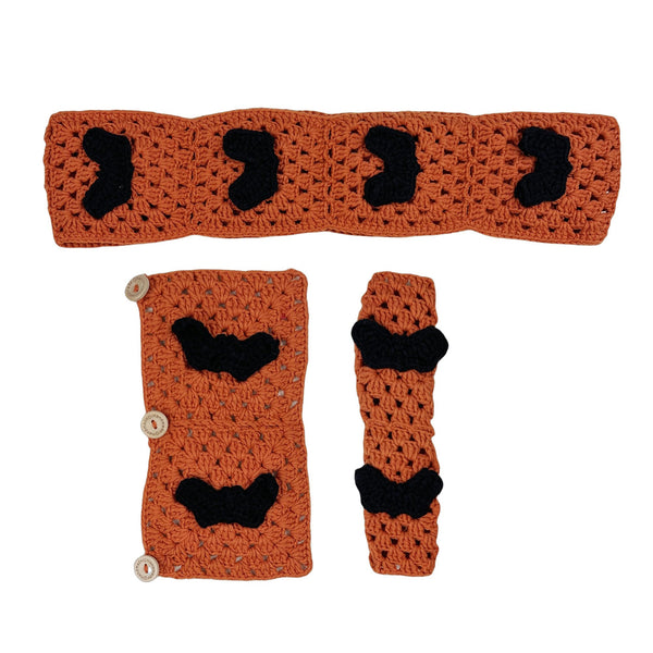 Handmade halloween Crochet Bat Steering Wheel Cover for Women Girl, Cute Flower Seat Belt Cover, Car Interior Accessories Decorations,new car gift