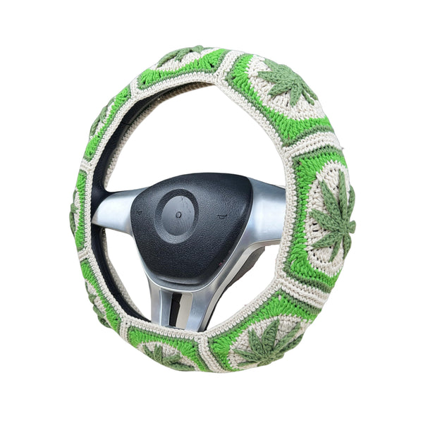 Handmade Crochet  Botanical leaf
Steering Wheel Covers Universal 14-15 inch for Women and Men,New Car Gift,Handmade Gift,Gift for her