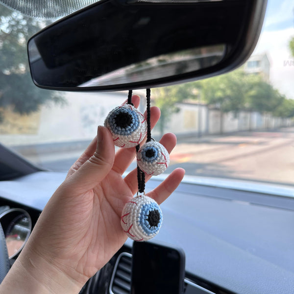 Crochet Halloween Eye Car Accessories Hanging Ornament   and Pendant for Car Rear View Mirror Interior Decoration