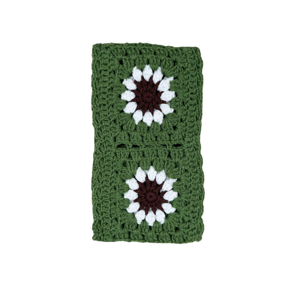 Handmade Crochet  Green White  sunflower Steering Wheel Cover for Women Girl, Cute Colorful Flower Seat Belt Cover, Car Interior Accessories Decorations.