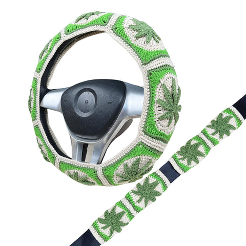 Handmade Crochet  Botanical leaf
Steering Wheel Covers Universal 14-15 inch for Women and Men,New Car Gift,Handmade Gift,Gift for her