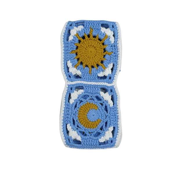 Handmade Crochet blue sun and moon Steering Wheel Cover for Women Girl, Cute Flower Seat Belt Cover, Car Interior Accessories Decorations,new car gift