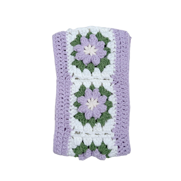Handmade Crochet  Green and Purple flower Steering Wheel Covers Universal 14-15 inch for Women and Men,New Car Gift,Handmade Gift,Gift for her