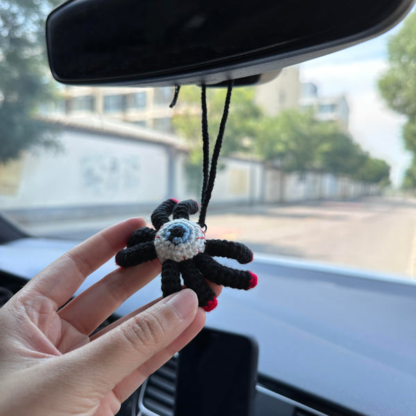 Crochet Halloween Spider Car Accessories Hanging Ornament   and Pendant for Car Rear View Mirror Interior Decoration