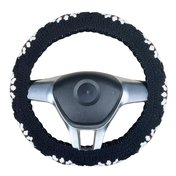 Handmade Crochet Brown sunflower Steering Wheel Cover for Women Girl, Cute Flower Seat Belt Cover, Car Interior Accessories Decorations,new car gift