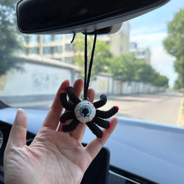 Crochet Halloween Spider Car Accessories Hanging Ornament   and Pendant for Car Rear View Mirror Interior Decoration