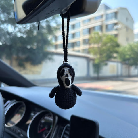 Crochet Halloween Kull Car Accessories Hanging Ornament   and Pendant for Car Rear View Mirror Interior Decoration