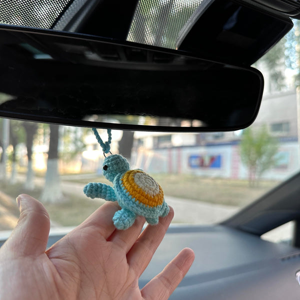 Crochet Cute turtle Car Accessories Hanging Ornament   and Pendant for Car Rear View Mirror Interior Decoration