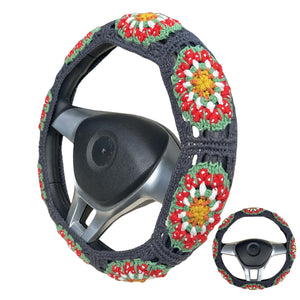 Handmade Crochet  Cute Mushroom Steering Wheel Covers Universal 14-15 inch for Women and Men,New Car Gift,Handmade Gift,Gift for her