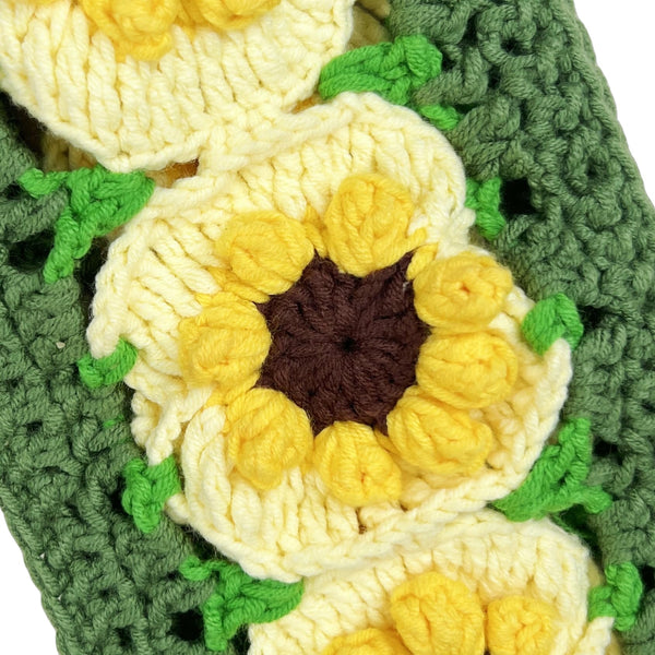 Handmade Crochet green and yellow daisy Steering Wheel Cover for Women Girl, Cute Flower Seat Belt Cover, Car Interior Accessories Decorations,new car gift
