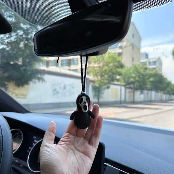 Crochet Halloween Kull Car Accessories Hanging Ornament   and Pendant for Car Rear View Mirror Interior Decoration