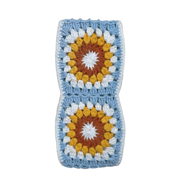 Handmade Crochet light blue sunflower Steering Wheel Covers Universal 14-15 inch for Women and Men