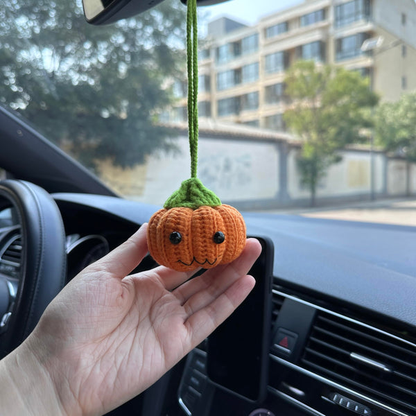 Crochet Halloween pumpkin Car Accessories Hanging Ornament   and Pendant for Car Rear View Mirror Interior Decoration