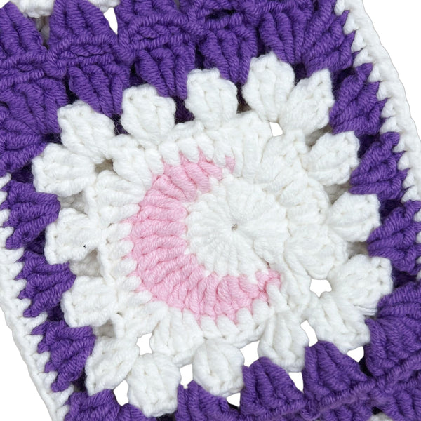 Handmade Crochet Purple Sun and Moon Granny Square Car Steering Wheel Covers Universal 14-15 inch for Women and Men