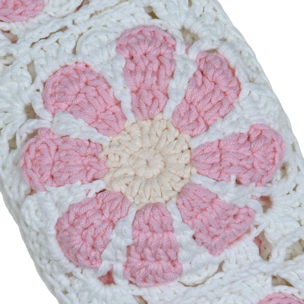 Handmade Crochet Pink daisy Steering Wheel Cover for Women Girl, Cute Colorful Flower Seat Belt Cover, Car Interior Accessories Decorations.