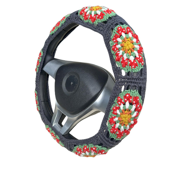 Handmade Crochet  Cute Mushroom Steering Wheel Covers Universal 14-15 inch for Women and Men,New Car Gift,Handmade Gift,Gift for her
