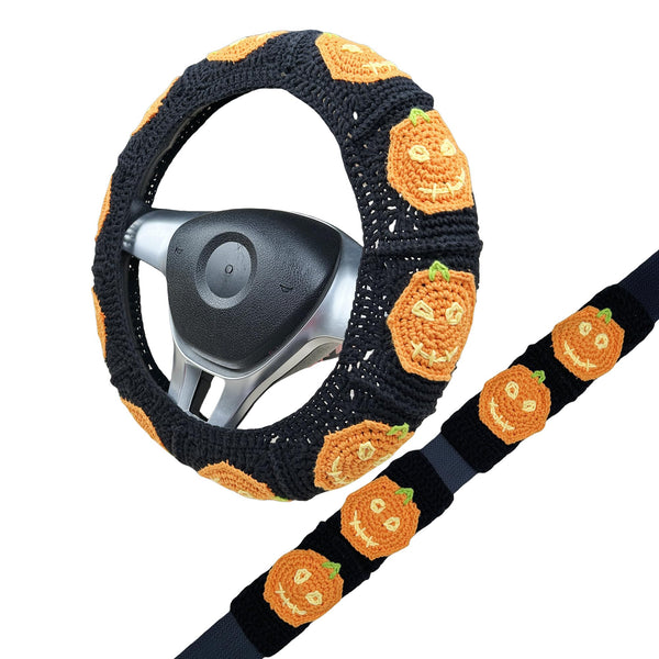 Handmade Crochet  pumpkin Steering Wheel Covers Universal 14-15 inch for Women and Men,New Car Gift,Handmade Gift,Gift for her