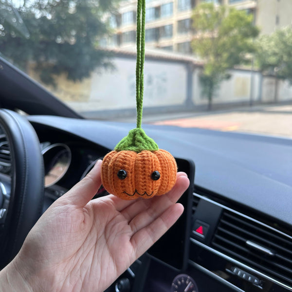 Crochet Halloween pumpkin Car Accessories Hanging Ornament   and Pendant for Car Rear View Mirror Interior Decoration