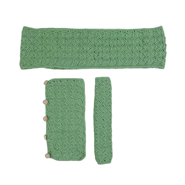 Handmade Crochet Green Steering Wheel Cover for Women Girl, Cute Flower Seat Belt Cover, Car Interior Accessories Decorations,new car gift