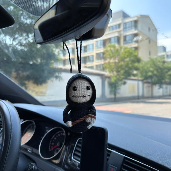 Crochet Halloween black Skull Car Accessories Hanging Ornament   and Pendant for Car Rear View Mirror Interior Decoration