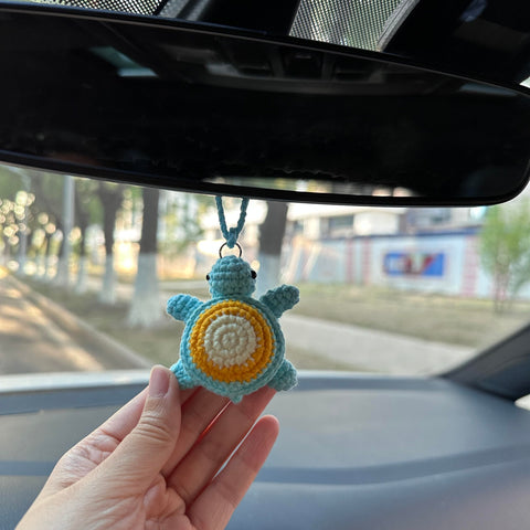 Crochet Cute turtle Car Accessories Hanging Ornament   and Pendant for Car Rear View Mirror Interior Decoration