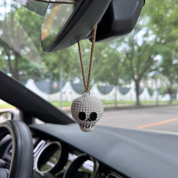 Crochet Halloween Skull head Car Accessories Hanging Ornament   and Pendant for Car Rear View Mirror Interior Decoration