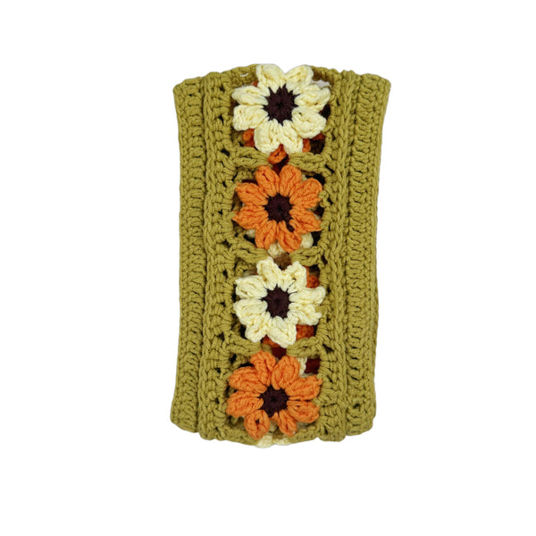 Handmade Crochet Orange daisy Steering Wheel Cover for Women Girl, Cute Flower Seat Belt Cover, Car Interior Accessories Decorations,new car gift