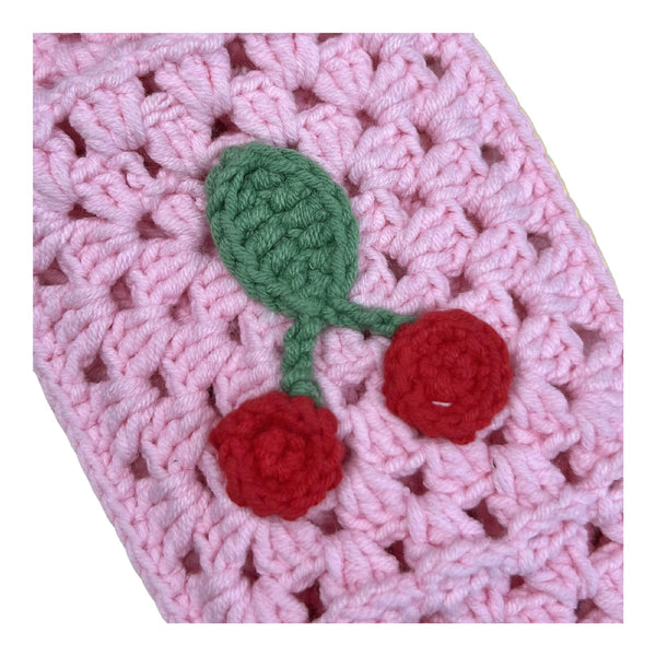 Handmade Crochet  Pink cute Cherry and strawberry Car Steering Wheel Covers Universal 14-15 inch for Women and Men