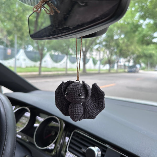 Crochet Black bat Car Accessories Hanging Ornament   and Pendant for Car Rear View Mirror Interior Decoration