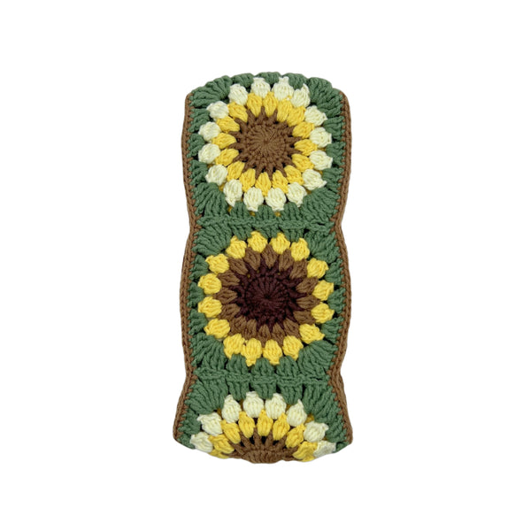 Handmade Crochet vintage Green sunflower Steering Wheel Covers Universal 14-15 inch for Women and Men