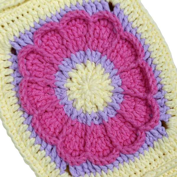Handmade Crochet  Pink and Yellow cute flower Steering Wheel Covers Universal 14-15 inch for Women and Men,New Car Gift,Handmade Gift