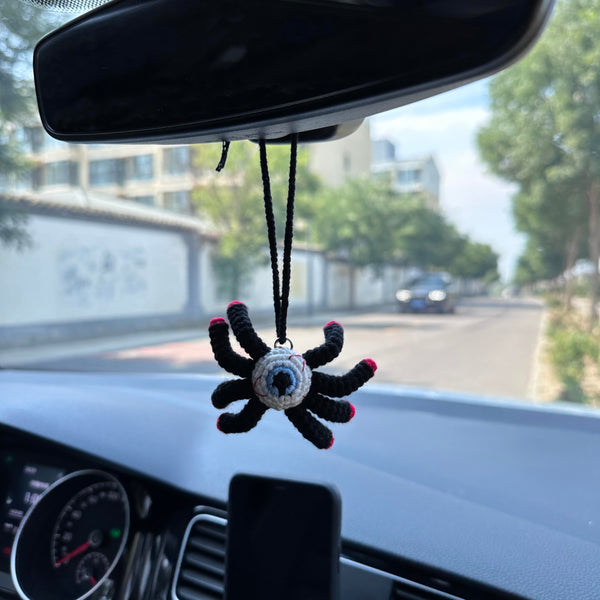 Crochet Halloween Spider Car Accessories Hanging Ornament   and Pendant for Car Rear View Mirror Interior Decoration