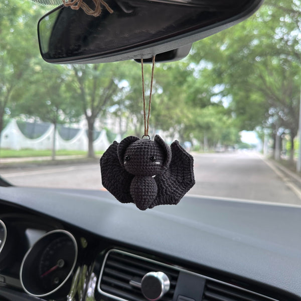 Crochet Black bat Car Accessories Hanging Ornament   and Pendant for Car Rear View Mirror Interior Decoration