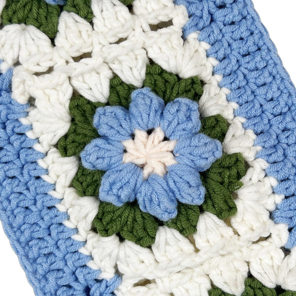 Handmade Crochet Green and blue flower Steering Wheel Cover for Women Girl, Cute Colorful Flower Seat Belt Cover, Car Interior Accessories Decorations.