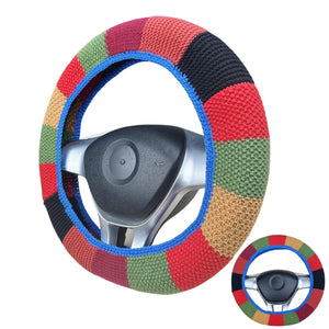 Handmade Crochet Vintage multicolor Steering Wheel Cover for Women Girl, Cute Flower Seat Belt Cover, Car Interior Accessories Decorations,new car gift