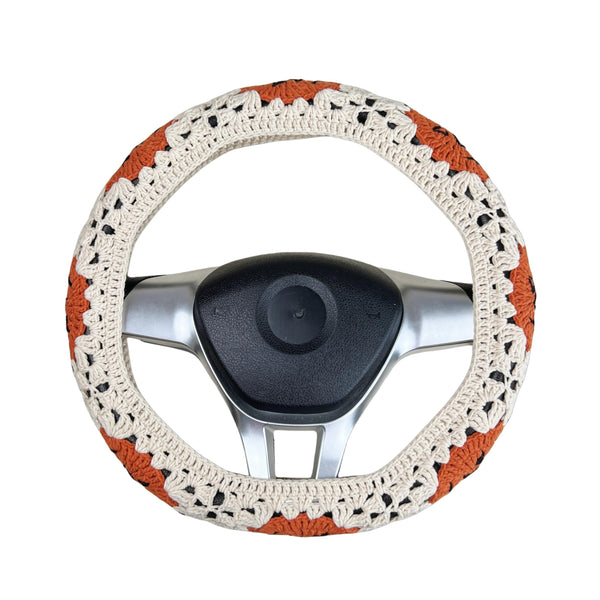 Handmade Crochet pumpkin Steering Wheel Covers Universal 14-15 inch for Women and Men