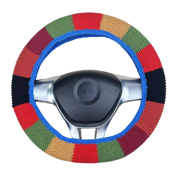 Handmade Crochet Vintage multicolor Steering Wheel Cover for Women Girl, Cute Flower Seat Belt Cover, Car Interior Accessories Decorations,new car gift