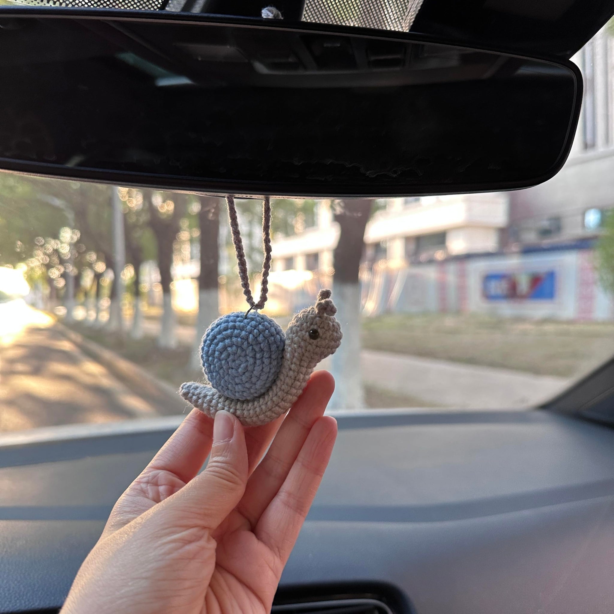 Crochet Cute Snail Car Accessories Hanging Ornament   and Pendant for Car Rear View Mirror Interior Decoration