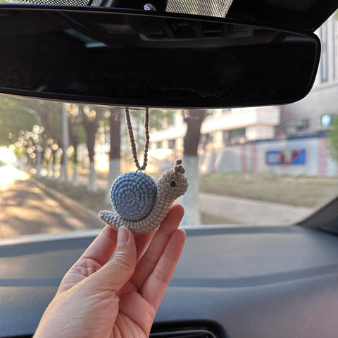 Crochet Cute Snail Car Accessories Hanging Ornament   and Pendant for Car Rear View Mirror Interior Decoration