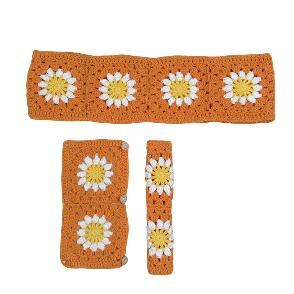 Handmade Crochet  Orange Daisy Steering Wheel Covers Universal 14-15 inch for Women and Men,New Car Gift,Handmade Gift,Gift for her
