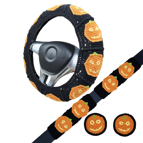 Handmade Crochet  pumpkin Steering Wheel Covers Universal 14-15 inch for Women and Men,New Car Gift,Handmade Gift,Gift for her