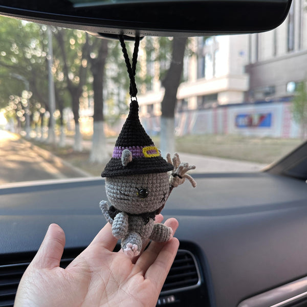 Crochet Halloween Cute doll Car Accessories Hanging Ornament   and Pendant for Car Rear View Mirror Interior Decoration