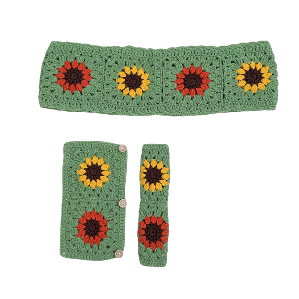Handmade Crochet  Vintage Multicolor Sunflower Steering Wheel Covers Universal 14-15 inch for Women and Men,New Car Gift,Handmade Gift,Gift for her
