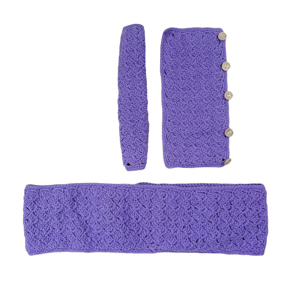 Handmade Crochet Purple Steering Wheel Cover for Women Girl, Cute Flower Seat Belt Cover, Car Interior Accessories Decorations.