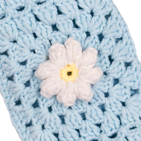 Handmade Crochet Light blue daisy Steering Wheel Cover for Women Girl, Cute Flower Seat Belt Cover, Car Interior Accessories Decorations,new car gift